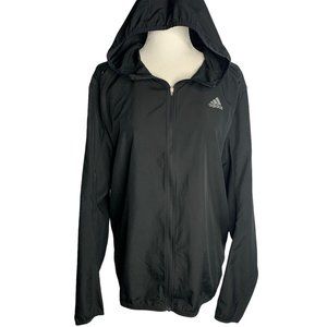 Adidas Running Response Wind Jacket S Black Reflective Hooded Ful Zip Pockets